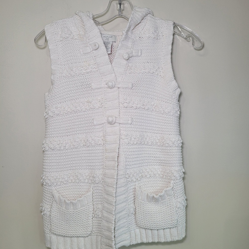 Aspen Kids Cable Knit Sweater Vest‎ Girls Size 10/12 Chunky Cottagecore